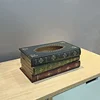 Exquisite Classical Vintage Wooden Book Tissue Box, Rectangular Napkin Holder Dispenser, Restaurant Tissue Storage Box Ornament 6