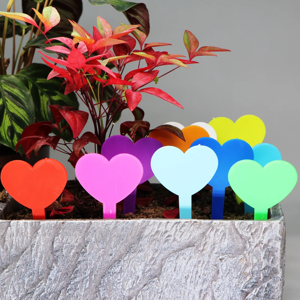 High Quality Heart Shape Plant Tag Plastic Waterproof Thick Label Reusable Nursery Flower Potted Herb Labels Markers Sign Stake