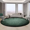 Solid Color Round Living Room Carpets Art High-end Luxury Bedroom Carpet Minimalist Dark Green Rug Short Plush Soft Rugs Tapete 1
