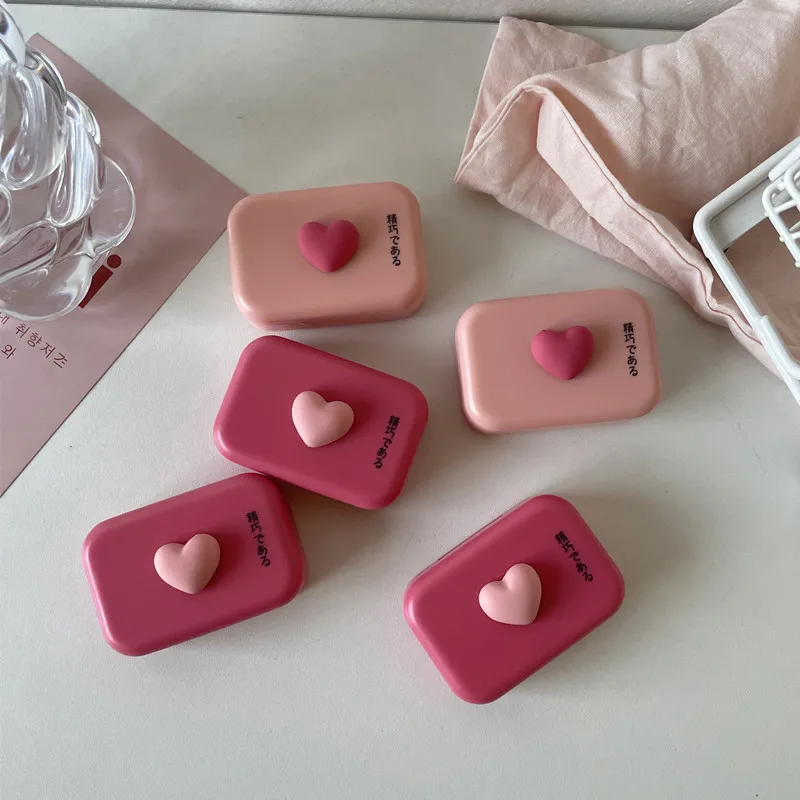 コンタクトレンズケース 入れ物 コンタクト 収納 ハート型 ピンク ハート付きスクエアコンタクトレンズ,ピンク,女性用,連絡先