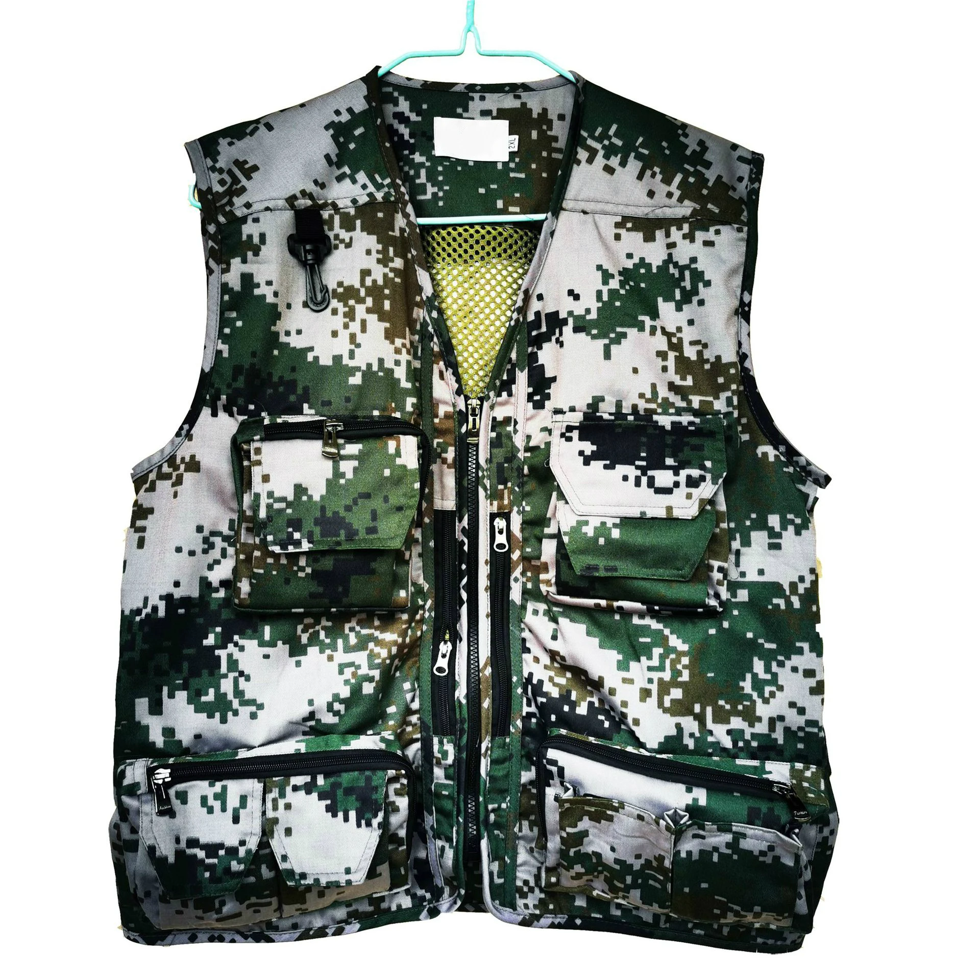 Summer Green Camouflage Fishing Hunting Vest Men Zip Up Sleeveless Coat  Boys Outerwear Tactical Tool Vest Plus Size V Neck Top - AliExpress
