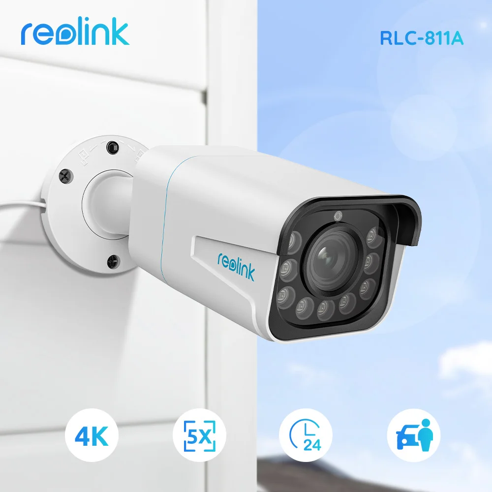 & Autoerkennung IR UHD IP Reolink RLC-810A 4K POE Überwachungskamera  Personen 