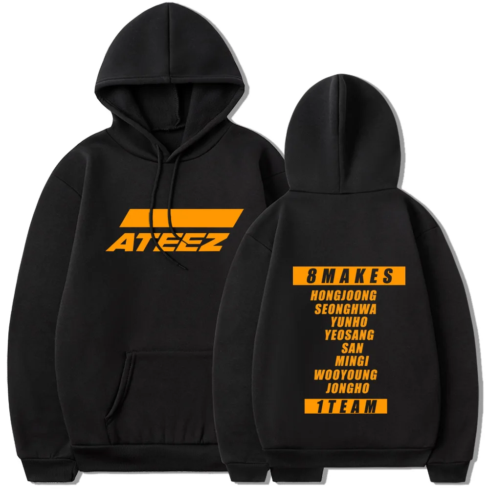 

Толстовки с капюшоном KPOP ATEEZ, свитшоты, свободная толстовка унисекс, уличная одежда, пуловер с круглым вырезом, осенне-зимняя теплая флисовая верхняя одежда, одежда для пар