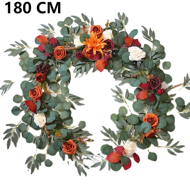 

1.8M Long Artificial Wedding Arch Flower Garland Silk Wall Hanging Rattan Plastic Vine Home Living Room Window Decor Plant