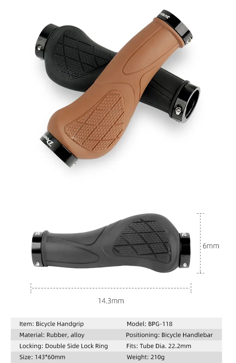 Description Picture 4 of itemDeemount Bicycle Eco Rubber Grips Anti-skid Bar End Comfy Hand Feel MTB Cycling Hand Rest Double Side Locking