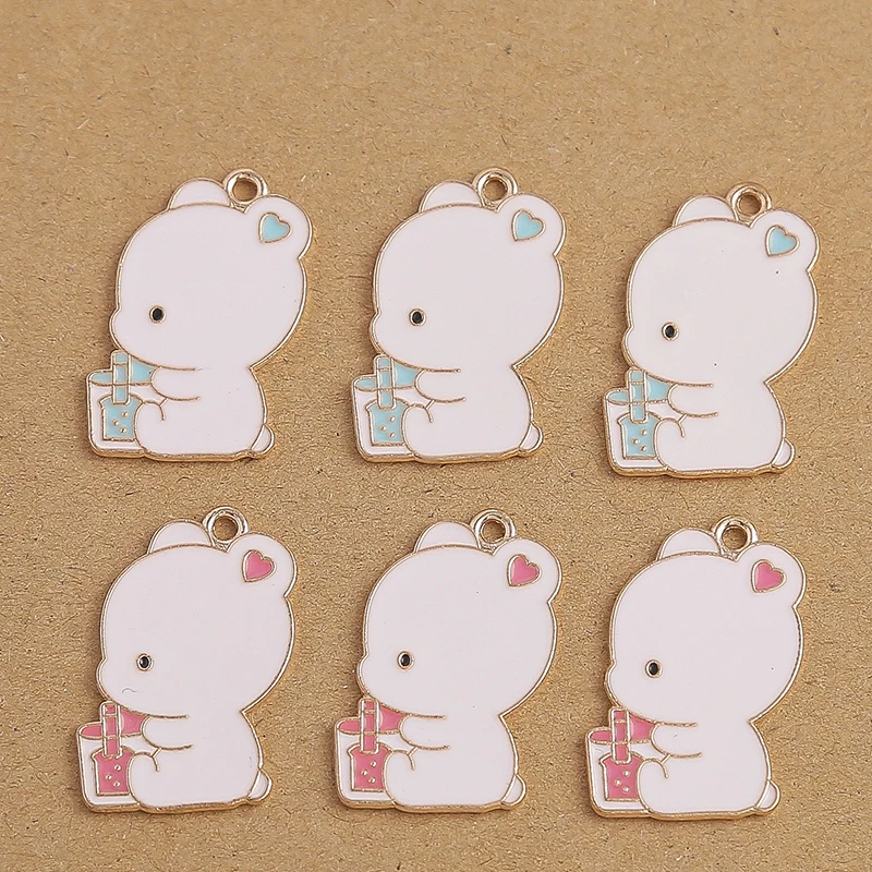 10 Stück 22x28mm Cartoon Tier Katze Charms Emaille Mond Charms Anhänger für Schmuckherstellung Frauen Niedliche Tropfen Ohrringe Halsketten Geschenke – Detail 6