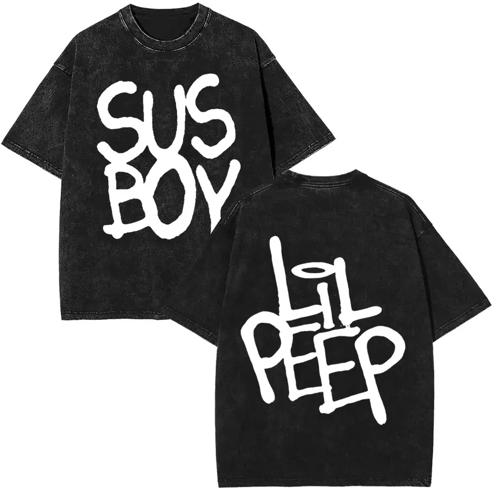 Washed Vintage Rapper Lil Peep Double Sided Print T-shirts