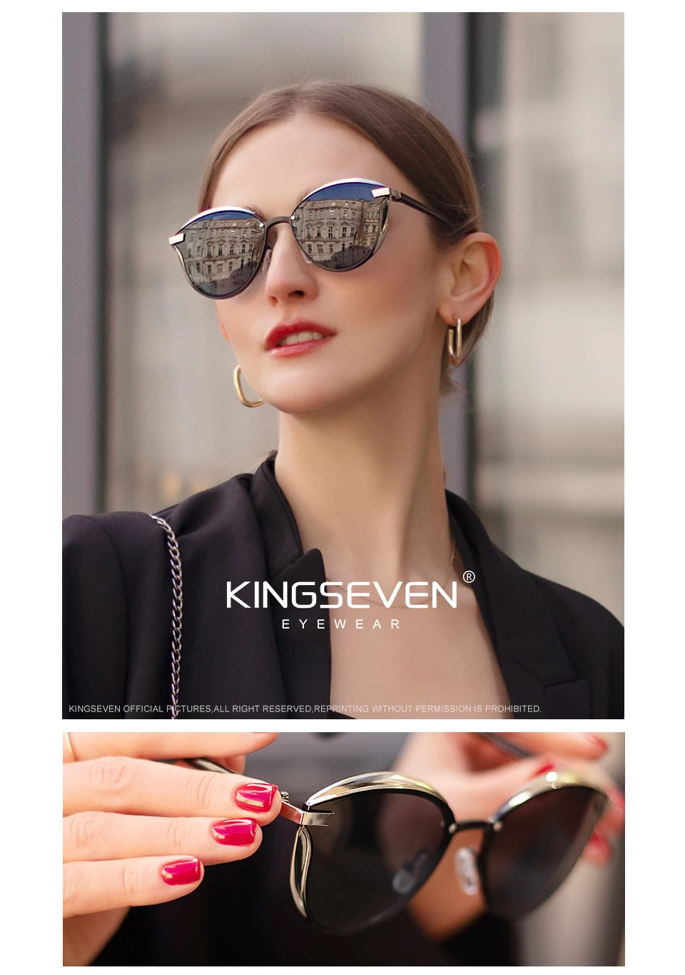 KINGSEVEN 2022 Women's Cat Eye Sunglasses Polarized Luxury Design