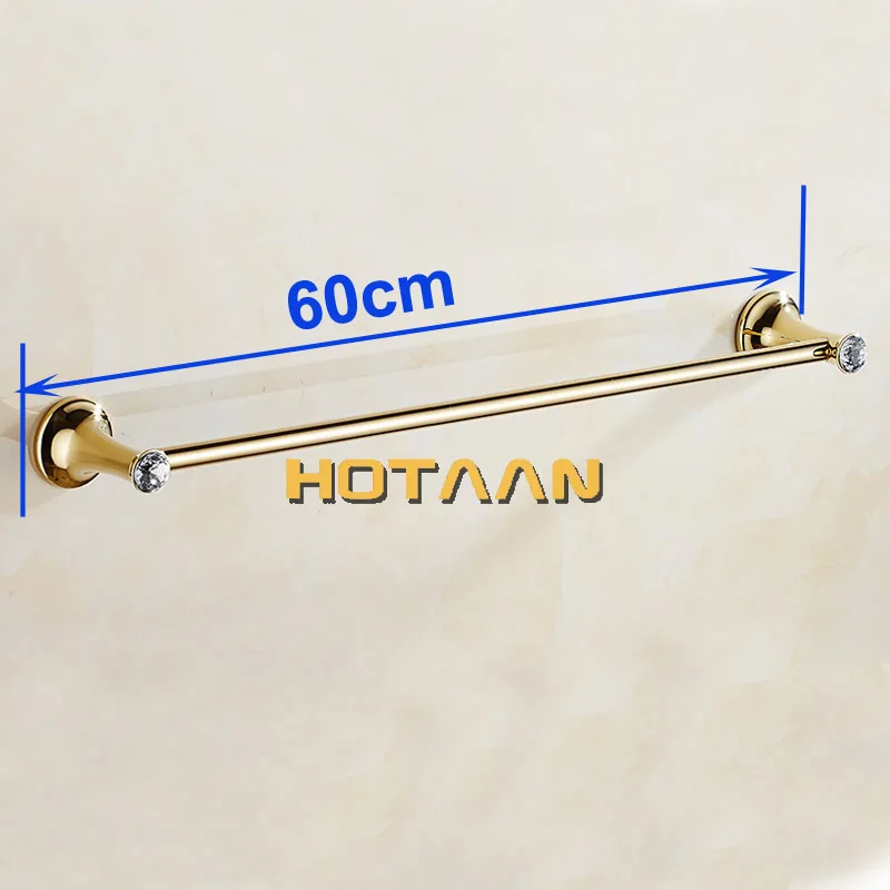 60cm Bathroom Single Towel Bar Towel Rack Holder Solid stainless steel Golden crystal Decoration Bathroom Accessories