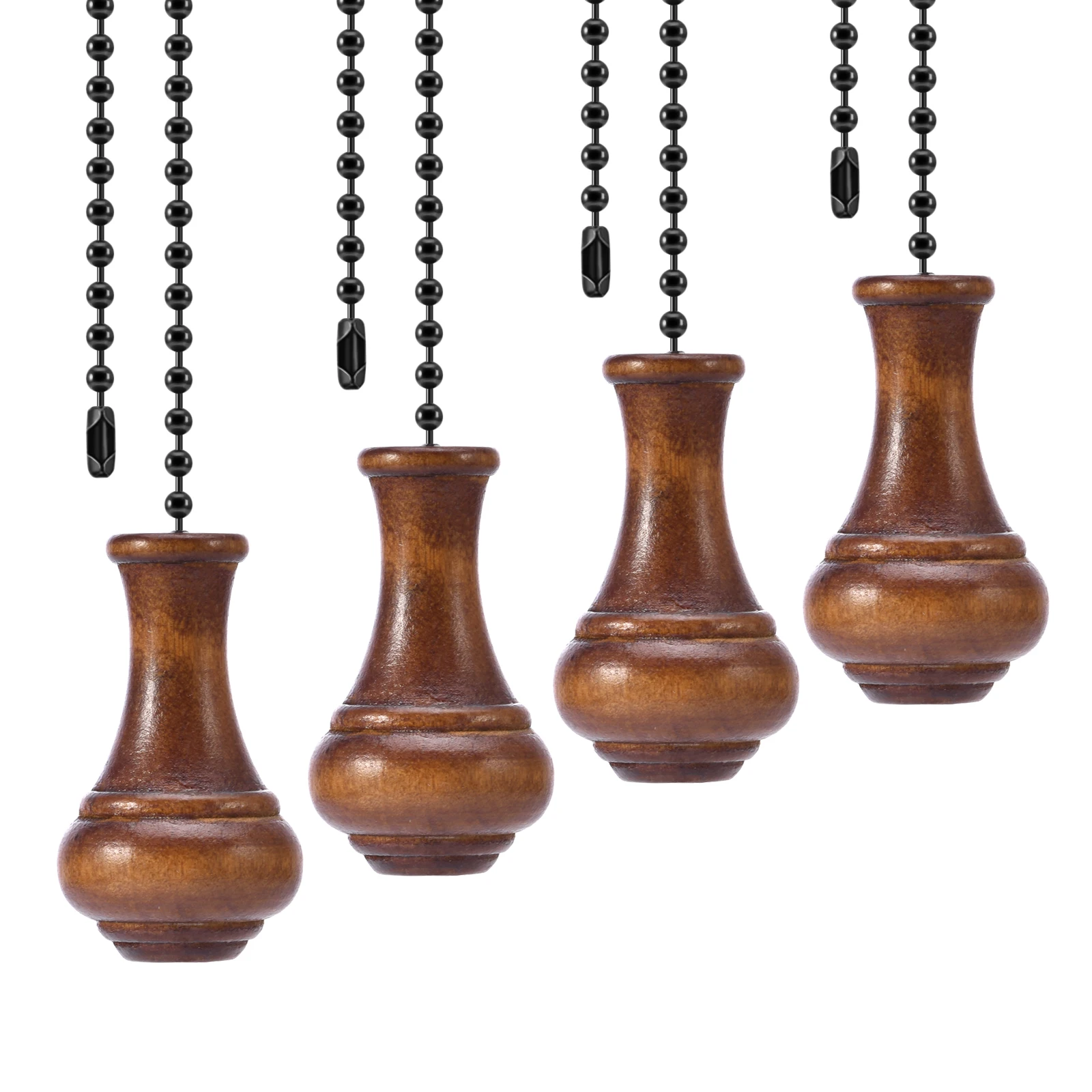 2pcs /4pcs Ceiling Fan Pull Chain Extender, Wooden Decorative Pendant Extension Chains, 12 Inches Lighting & Fan Beaded Ball
