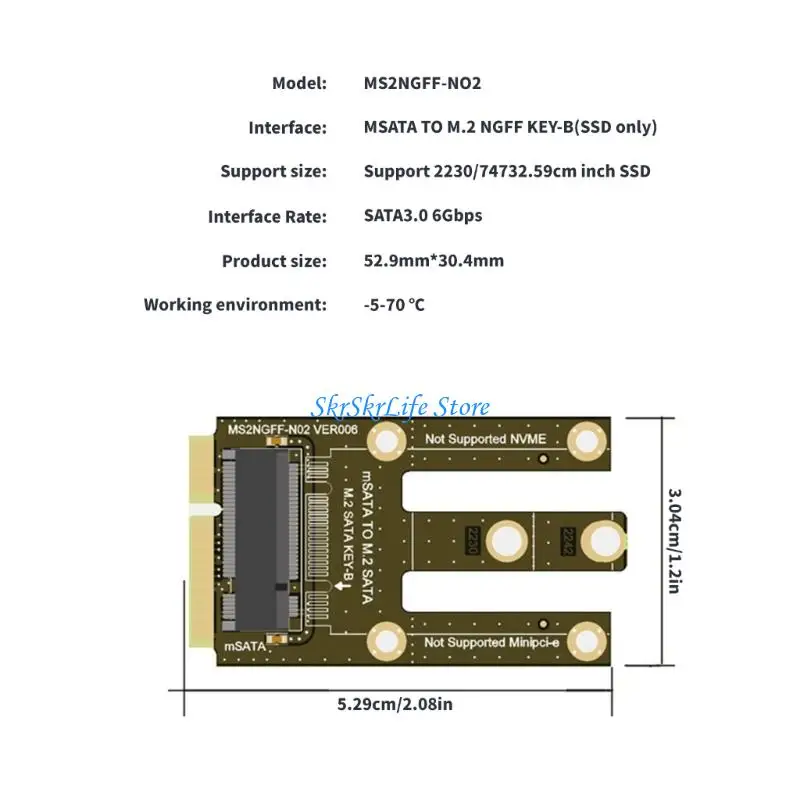 E65E MSATA-M.2 SATA3.0 어댑터 카드 보드 변환기 확장 카드 교체 지원 2230 2242 확장