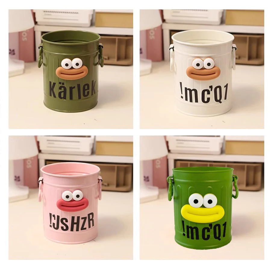 Big mouth plastic pencil holder with letter stickers Long legged desk cute funny pencil holder DIY Arbitrary combination pencil case pen holder pen and brush holder