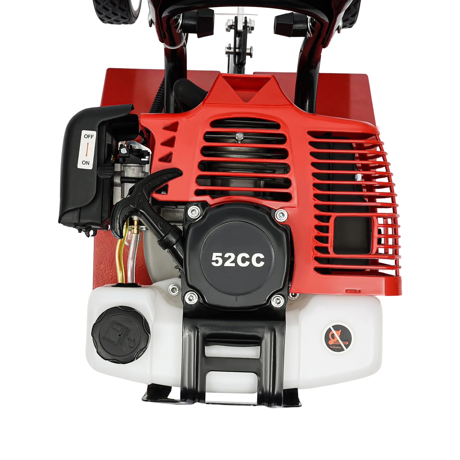 Garden Tiller 52CC Single Cylinder Petrol Engine 1700W 2 Stroke Lawn Cultivator Rotovator Soil with Oil Mixing Bottle