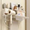 Cream Style Removable and Washable Bathroom Hair Dryer Storage Rack Without Punching Wall-mounted Bathroom Storage Rack 4