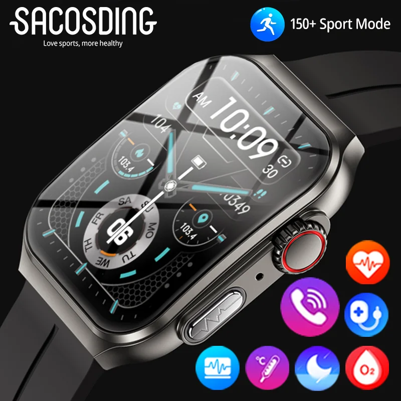 

2023 New Smart Watch 3D Curved Screen Bluetooth Call Watch Smart ECG+PPG Heart Rate Blood Pressure Health Smartwatch Men Sports