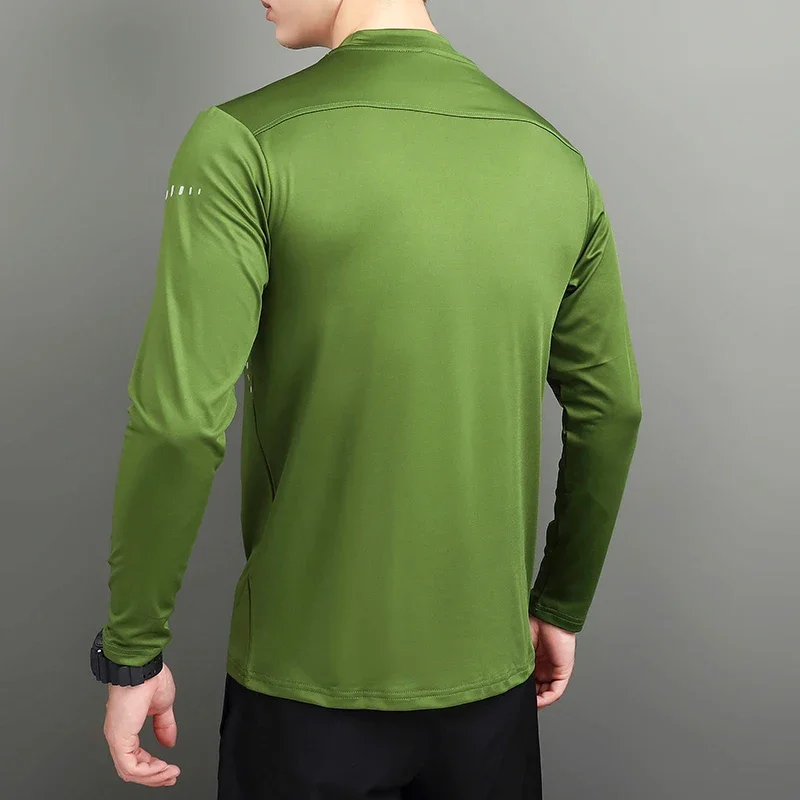 Men Sports Quick Dry Breathable T-shirt Long Sleeve Running Gym Clothing Fitness Compression Shirt Training Track and Field Tops