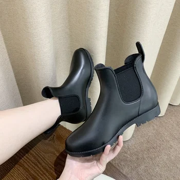여성용 미끄럼 방지 내마모성 첼시 레인 부츠, 짧은 튜브, 야외 캐주얼 레인 부츠, 패션 트렌드 부츠, 사계절 2023, 신상
