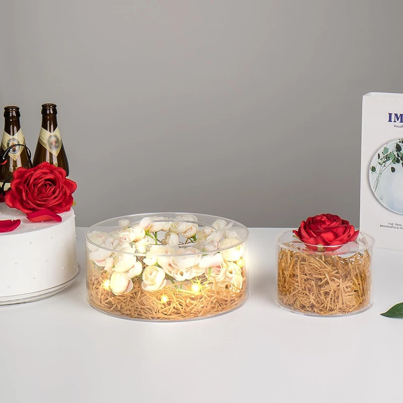 2Pcs Acrylic Cake Stand Fillable Risers with LED Lights, Clear Stackable Cake Display T... - UGI Packaging