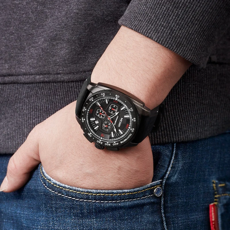 MEGIR New Fashion Quartz Watch Men 24 Hours Sport Chronograph Watches Mens Waterproof Military WristWatch Relogio Masculino
