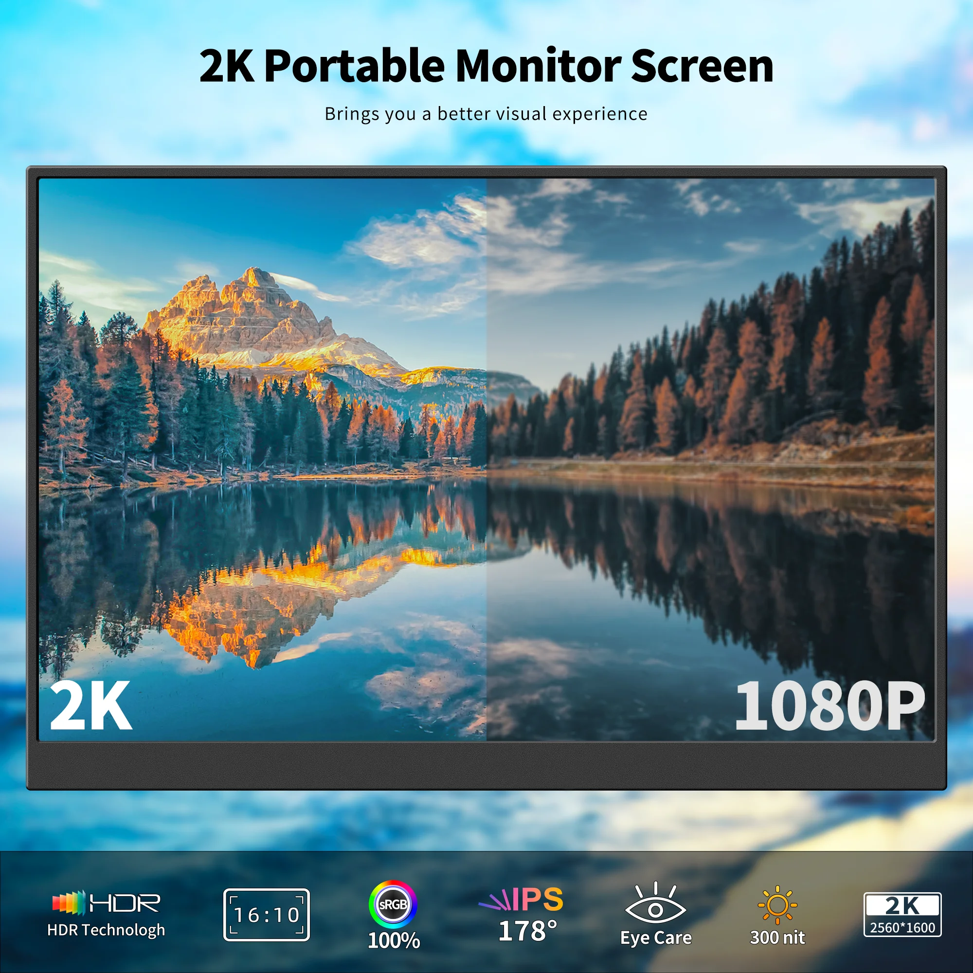 MSDONG 100% RGB HDR ÷  IPS Ʈ ޴ Xbox PS5 ġ, 13.3 ġ , 2K ޴ , 13.3 ġ Ȯ ȭ