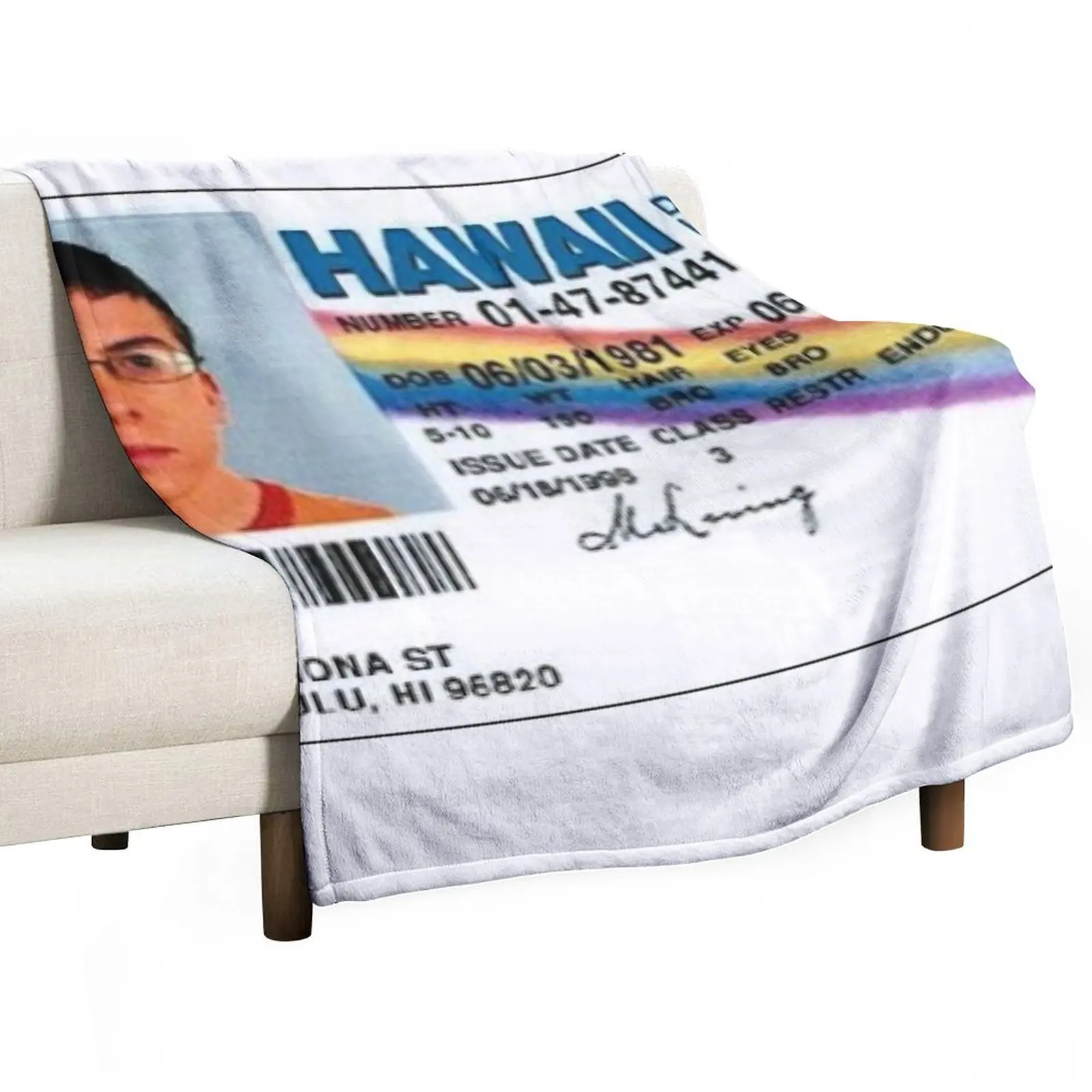 

McLovin Fake I.D Throw Blanket Bed linens manga Flannel Blanket