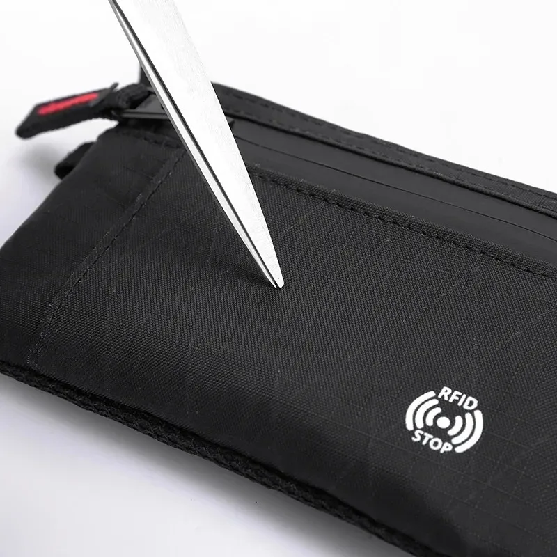 Luxury Nylon Slim RFID Wallet with Zipper and Carabiner