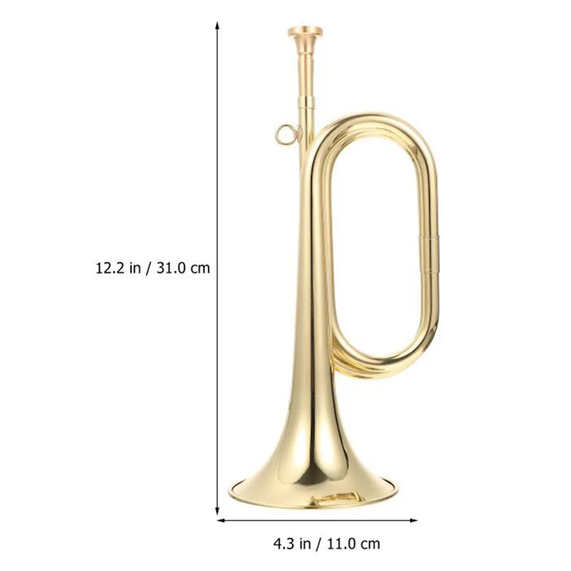 Small Trumpet Bugle Brass Golden Horn Simple Beginner Wind Instrument For School Band Child Student-AT20
