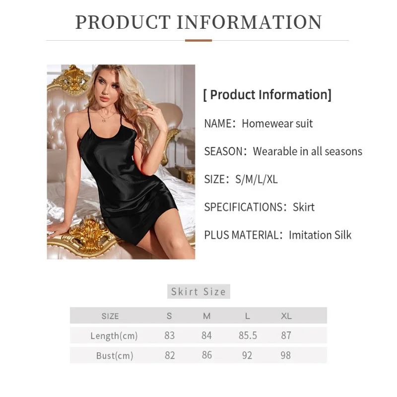 Women Nightgowns Women Nightdresses Sleeping Dress Sexy Solid Color Nightgown for Women Luxury Summer Suspenders Skirt Simulation Silk Thin Dress Home Wear Sleepwear Holiday Gifts