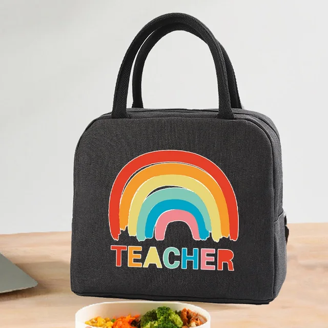 Insulated Lunch Bag  Zipper Cooler Tote Thermal Bag Lunch Box  Canvas Food Picnic Lunch Bags for Work Handbag Teacher Pattern 4Teacher019