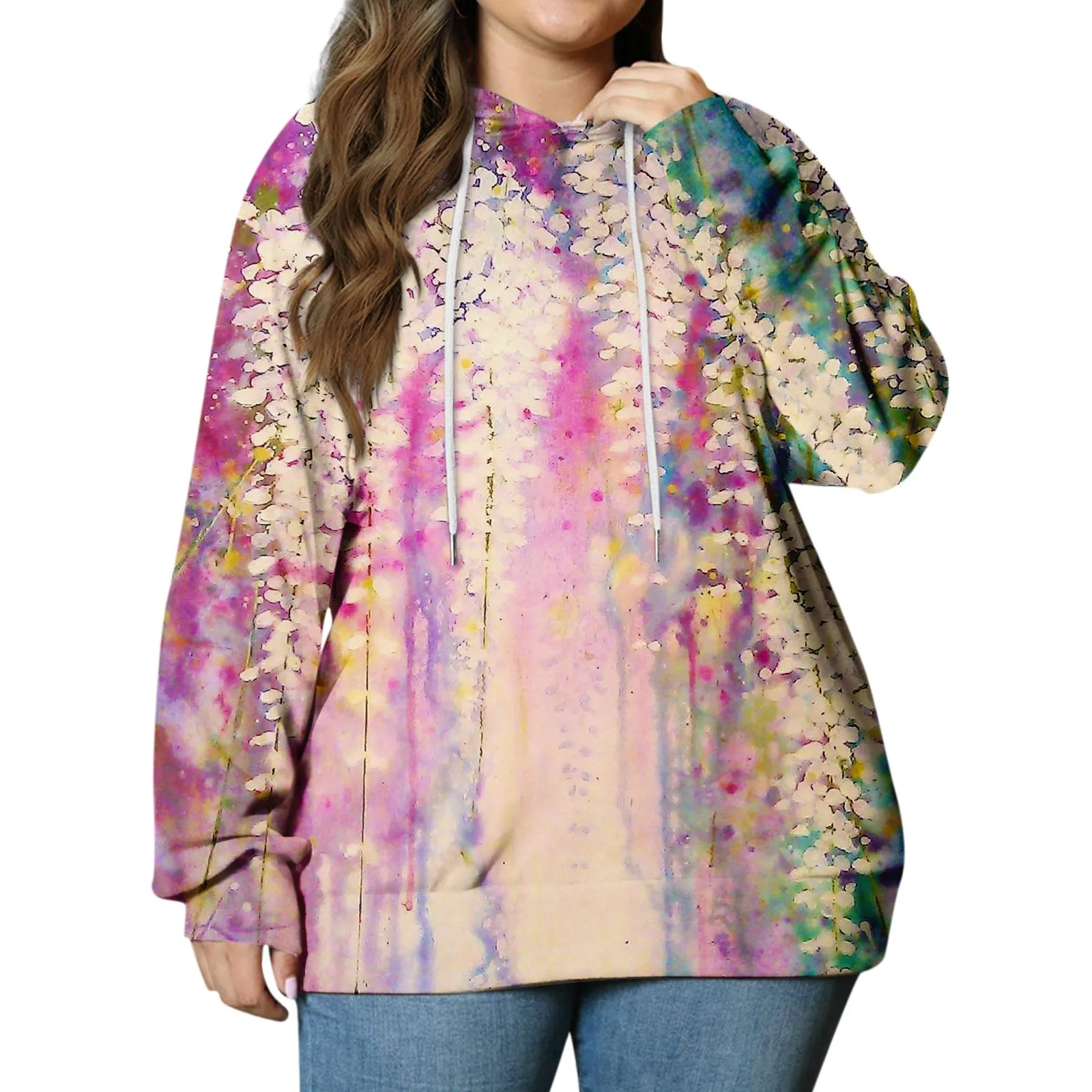 

Floral Hoodie Women Fashion Oversize Hoodies Vintage Sweats Girl Coats Women Sweats Pocket Hooded Pullovers Pullover Tracksuits
