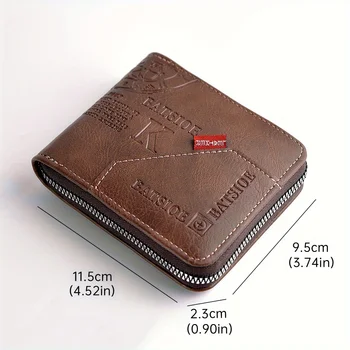 Men's Wallet Made of PU Wax Oil Skin Purse for Men Coin Purse Short Male Card Holder Wallets Zipper Around Money Coin Purse 2