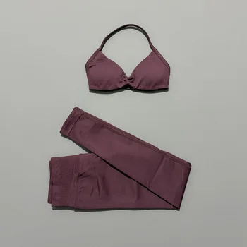 2 Pcs HISTELLO Seamless Yoga Sports Set for Women Resistant Backless Bra Pilates Fitness Workout Running Leggings Gym Suit