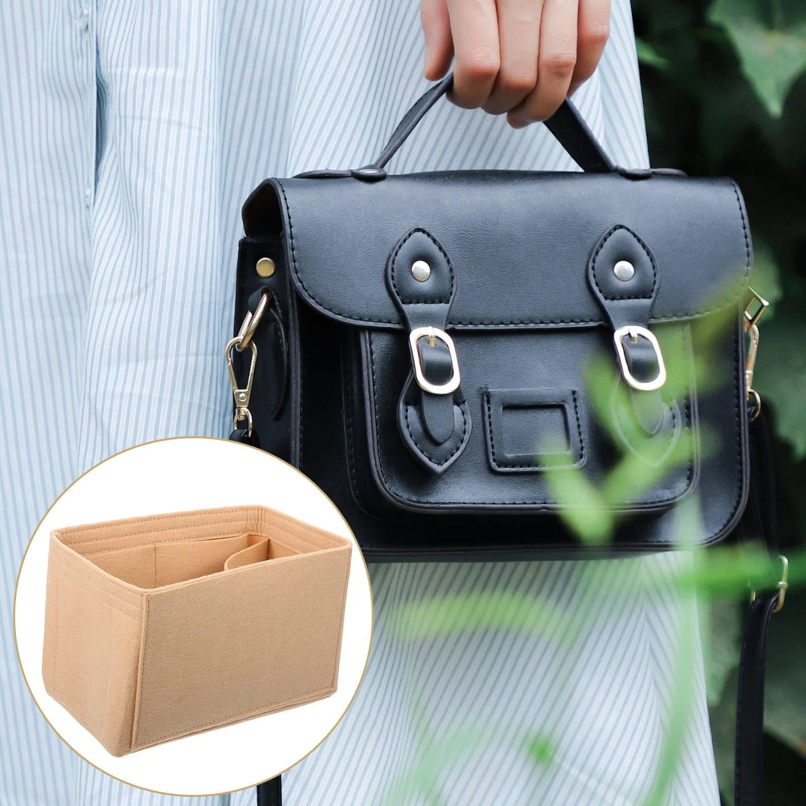 

Makeup Bag Insert Felt Organizer Liner Handbag Travel Purse Wallet Grid