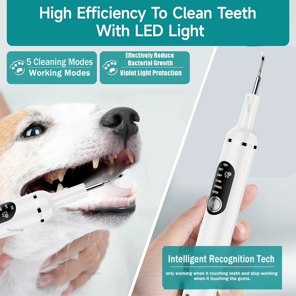 Dog Tooth Calculus Device Ultrasonic Toothbrush Electric Pet Tooth Scaler Cleaning Tool Plaque Dog Cat Dental Care Kit