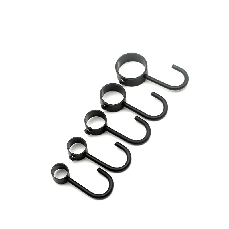 2pcsBlackTubeRodHooksStainlessSteelRoundHoleHangers16mm/19mm/22mm/25mm/32mmKitchenUtensilOrganizerBathroomManage-AliExpress15