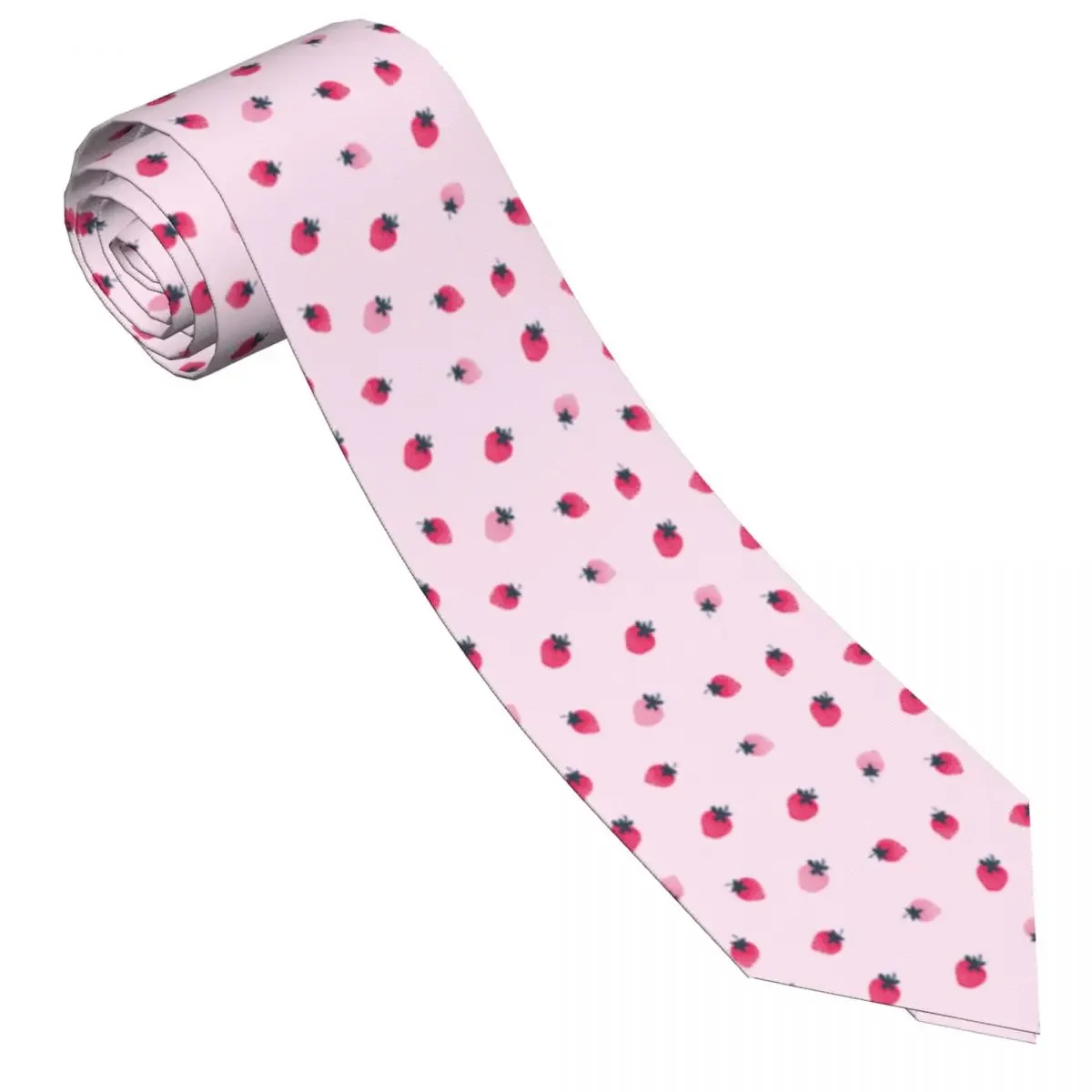 

Mens Tie Slim Skinny Pink Strawberry Pattern Necktie Fashion Necktie Free Style Men Tie Party Wedding