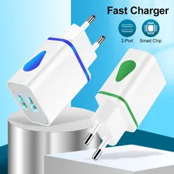 USB Wall Charger for Samsung Xiaomi Dual Port 2A Output Travel Plug Power Adapter Compatible for Phone