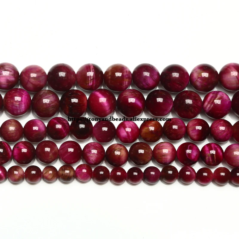 Natürliche B-Qualität Magenta Farbe Tigerauge Achat Stein Runde lose Perlen 15" Strang 6 8 10 12MM für Schmuck