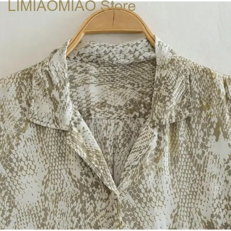 New Summer Animal Grain Print Shirt Pants Sets Casual Loose Long Sleeve Shirts High Waist Trouser Suits Fashion Pocket Suit