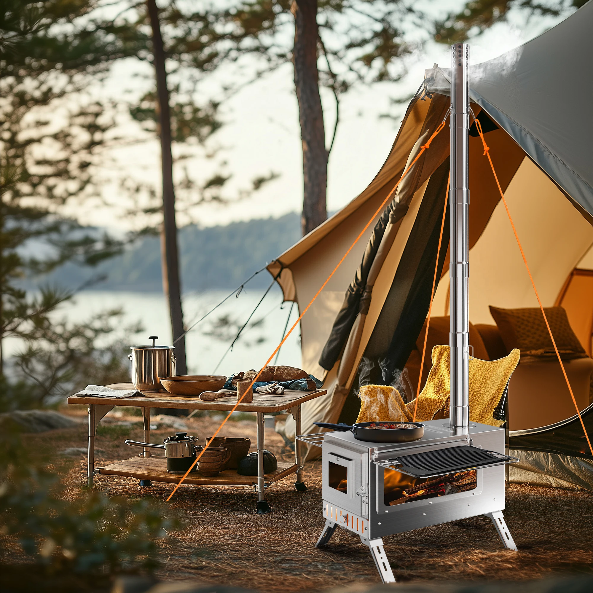 Portable Camping Tent Wood Stove 3