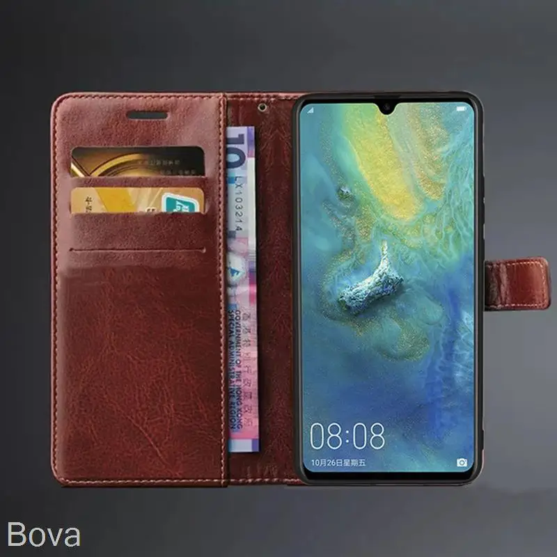 Xinyunew Cover Portafoglio Per Huawei Mate 20 – Custodia 360° Con Vetro Temperato, Pelle PU, Slot Per Carte, Rosso