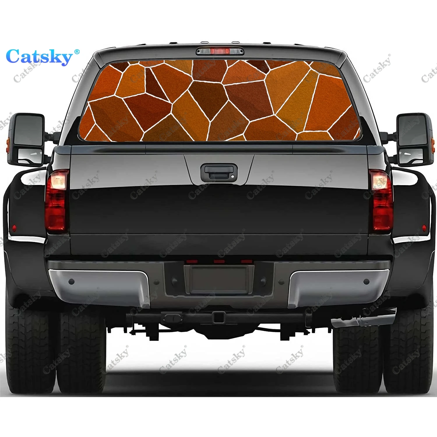 

Abstract Tiles Texture Rear Window Decals for Truck,Pickup Window Decal,Rear Window Tint Graphic Perforated Vinyl Truck Sticker