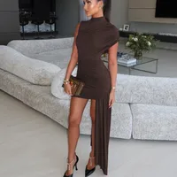 Alana Irregular Pleated Draped Mini Dress 1