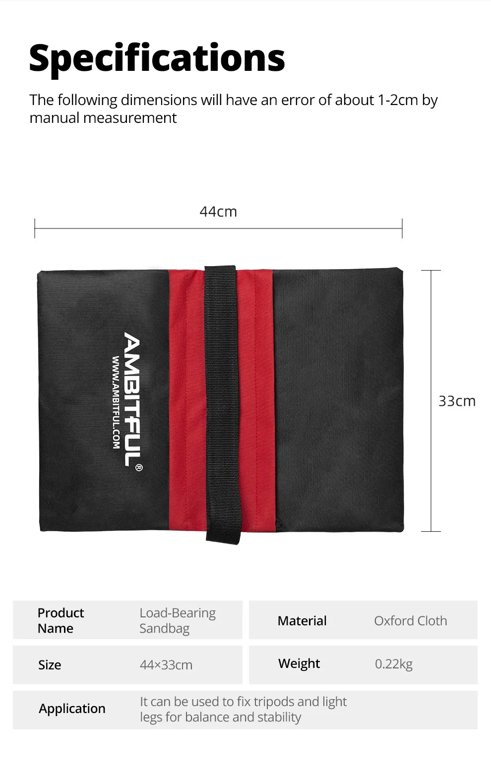 44x33cm Load-Bearing Sandbag Photography Studio Video Stage Film Heavy Duty Sand