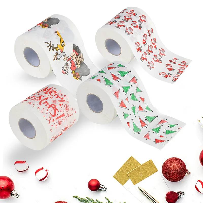 Toilet Paper Toilet Paper Christmas Pattern Series Roll Paper Santa Claus Reindeer Hygienic Creative Funny Napkins