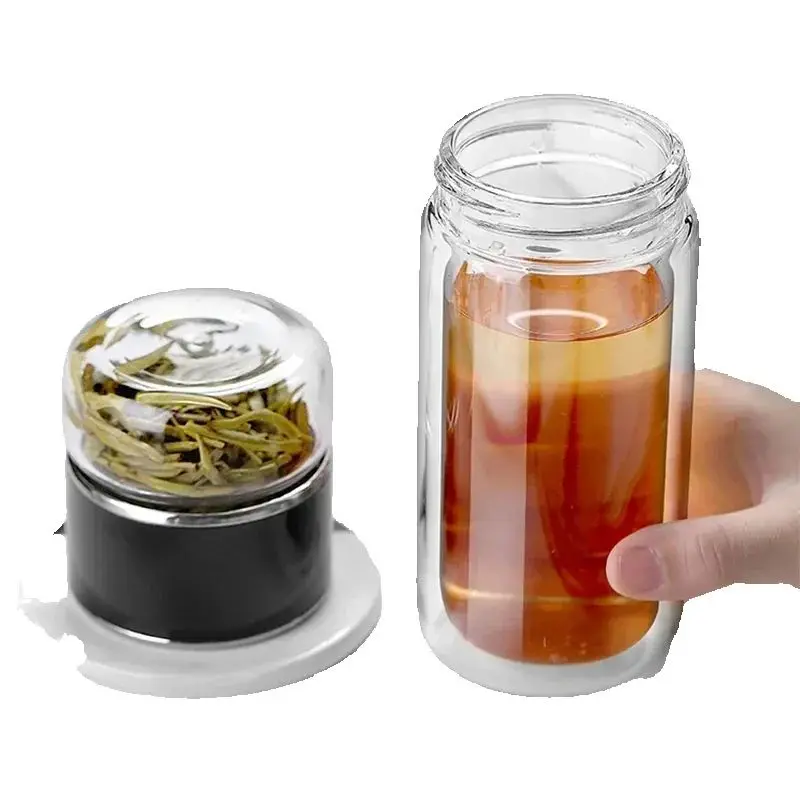 Elegant 350ML Double-Layer Borosilicate Glass Tumbler with Tea Infuser Filter