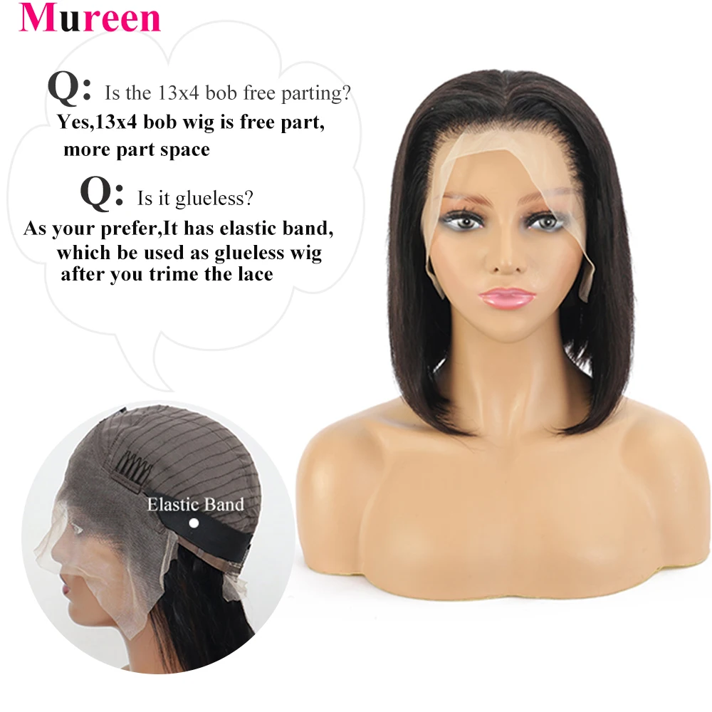 Human Hair Wigs 250% Density Bob 13x4 HD Lace Front Glueless Straight for Women