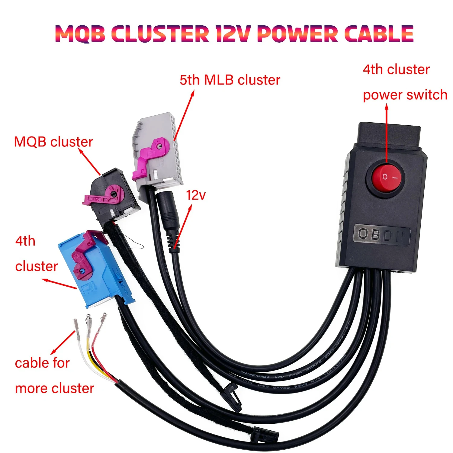 

MQB Cluster 12V Power Test Cable 4th ID48 Key Program Cable 5th Cluster Cable MQB NEC35XX Cable MQB48 Instrument Cable fit VVDI2