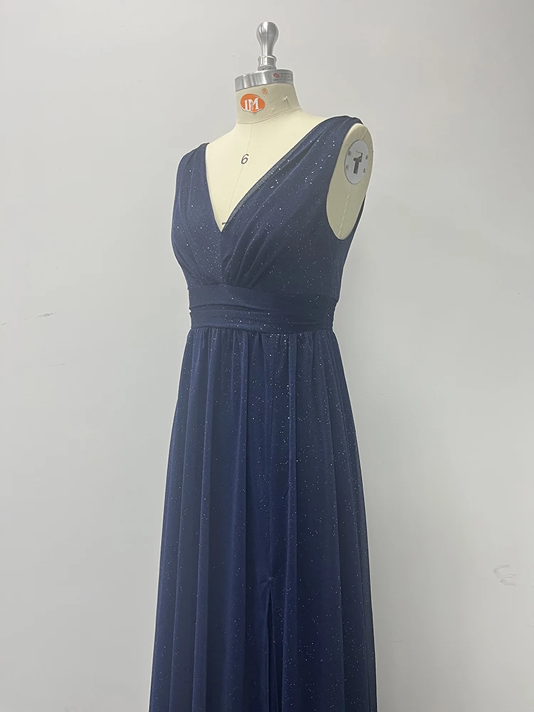 Navy Glitter Chiffon Gown Sdf8c3905b65b44a5913f7a0969e8e58fT