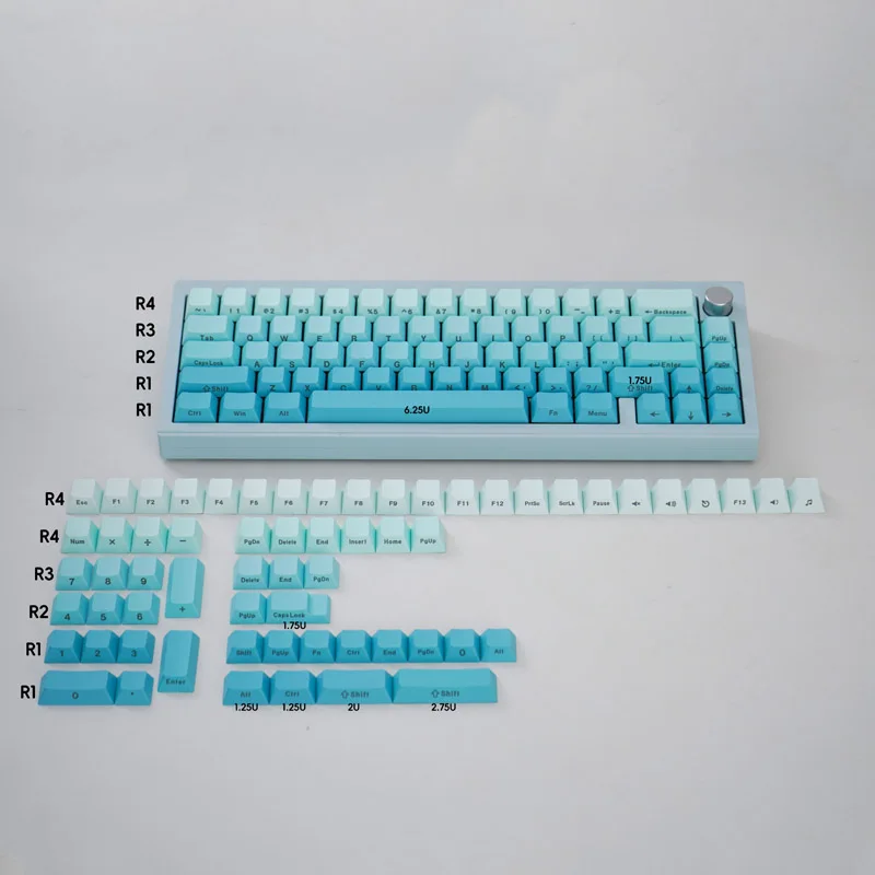 Keycap Teclado Mecânico Gradiente Gmk Frontal ou Lateral Gravado Keycaps Pbt de 125 Teclas Sublimação Dye Perfil Cereja - Imagem 5